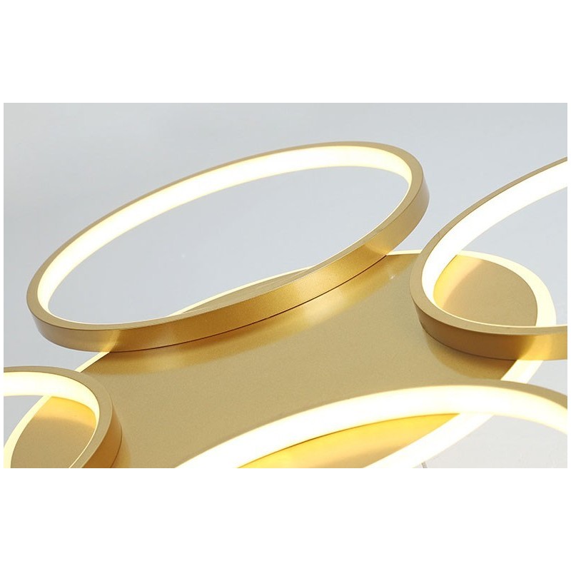Lustre de teto circular estilo nórdico moderno e contemporâneo dourado com controle remoto também pode ser usado como luz de parede