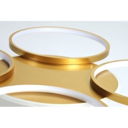 Lustre de teto circular estilo nórdico moderno e contemporâneo dourado com controle remoto também pode ser usado como luz de parede