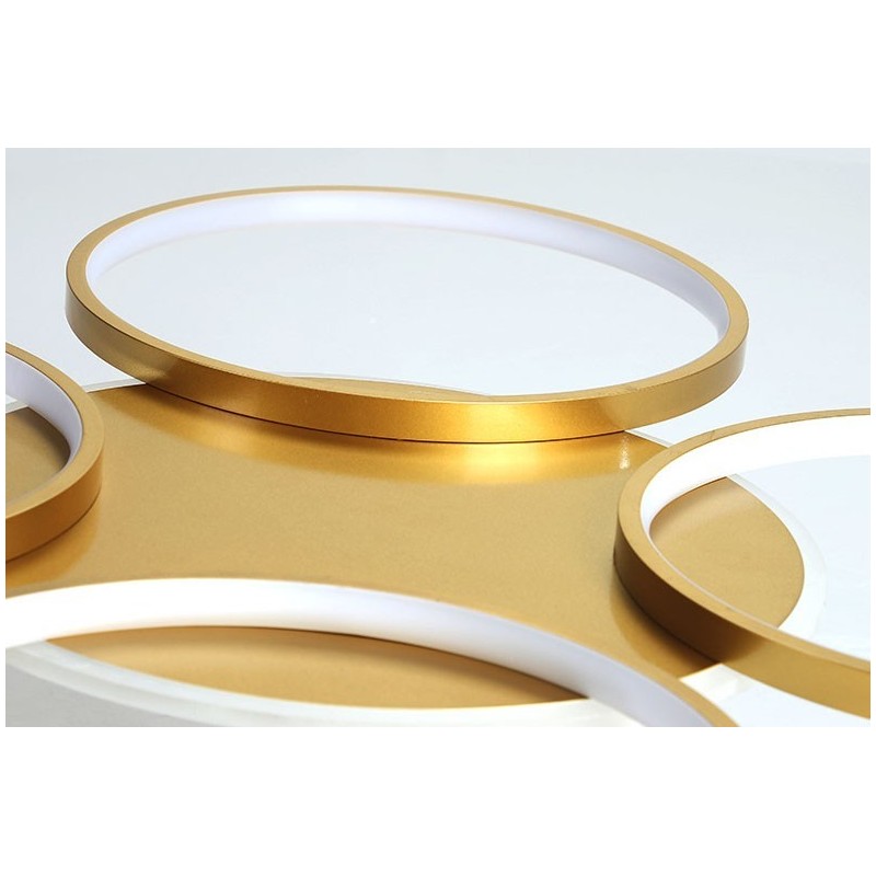Lustre de teto circular estilo nórdico moderno e contemporâneo dourado com controle remoto também pode ser usado como luz de parede