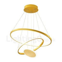 Três Círculos Design Moderno Três Anéis Ouro Pendente Luz com Controle Remoto