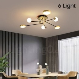 Lustre de metal moderno com teto preto dourado