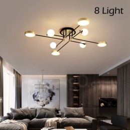 Lustre de metal moderno com teto preto dourado