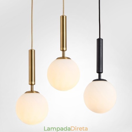 Luminária pendente moderna contemporânea com cúpula de vidro Luminária pendente moderna contemporânea com cúpula de vidro