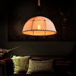 Lustre retrô feito à mão em corda de cânhamo estilo campestre industrial
