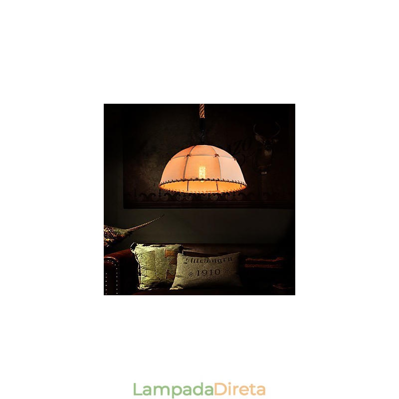 Lustre retrô feito à mão em corda de cânhamo estilo campestre industrial