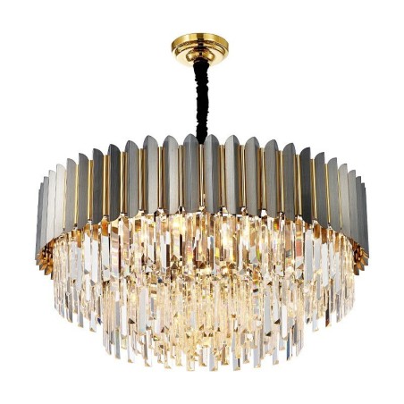 Lustre de pingente de cristal K9 redondo preto e dourado pós-moderno de luxo para salão de exposições Lustre de pingente de cristal K9 redondo preto e dourado pós-moderno de luxo para salão de exposições