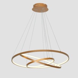 Luminária pendente regulável com controle remoto dourado design moderno três anéis