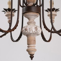 Lustre de madeira vintage country com 6 luzes