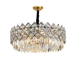 Lustre de pingente de cristal K9 redondo de prata pós-moderno de luxo