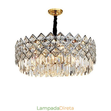 Lustre de pingente de cristal K9 redondo de prata pós-moderno de luxo Lustre de pingente de cristal K9 redondo de prata pós-moderno de luxo