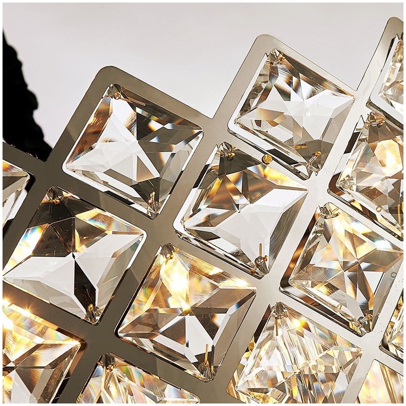 Lustre de pingente de cristal K9 redondo preto e dourado de luxo pós-moderno de dois níveis