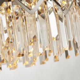 Lustre de pingente de cristal K9 redondo preto e dourado de luxo pós-moderno de dois níveis