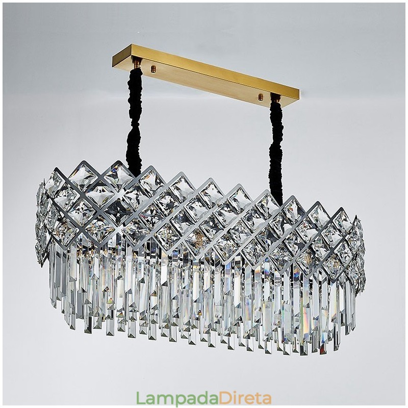 Lustre de pingente de cristal K9 redondo de prata pós-moderno de luxo