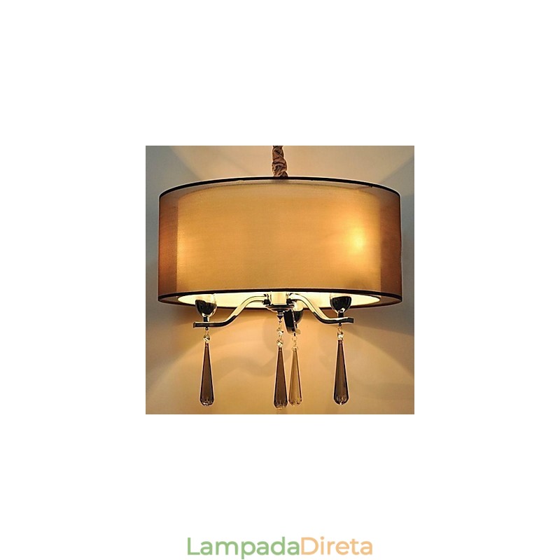 Lustre de cristal de ferro forjado simples 6 luzes