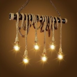 Lustre de corda de cânhamo estilo nórdico clássico tradicional vintage