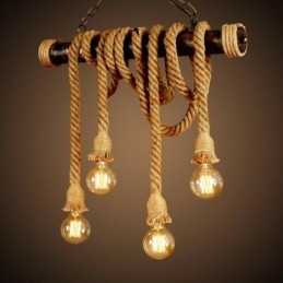 Lustre de corda de cânhamo estilo nórdico clássico tradicional vintage