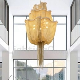 Tassels Chandelier Designer Pendant Light Prata Cor Dourada