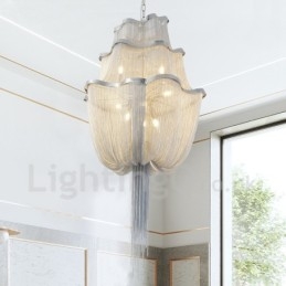 Tassels Chandelier Designer Pendant Light Prata Cor Dourada