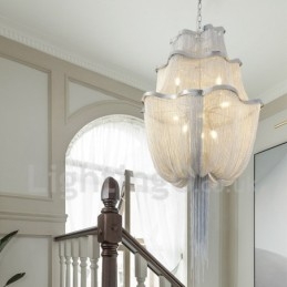 Tassels Chandelier Designer Pendant Light Prata Cor Dourada