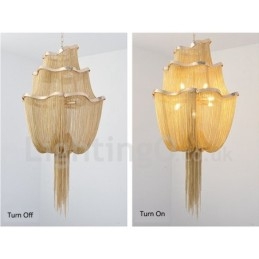 Tassels Chandelier Designer Pendant Light Prata Cor Dourada