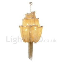 Tassels Chandelier Designer Pendant Light Prata Cor Dourada