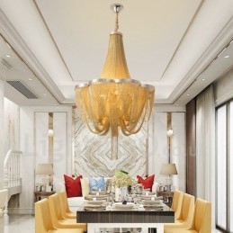 Tassels Chandelier Designer Pendant Light Prata Cor Dourada