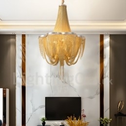 Tassels Chandelier Designer Pendant Light Prata Cor Dourada