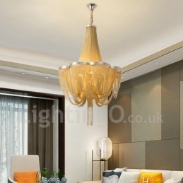 Tassels Chandelier Designer Pendant Light Prata Cor Dourada