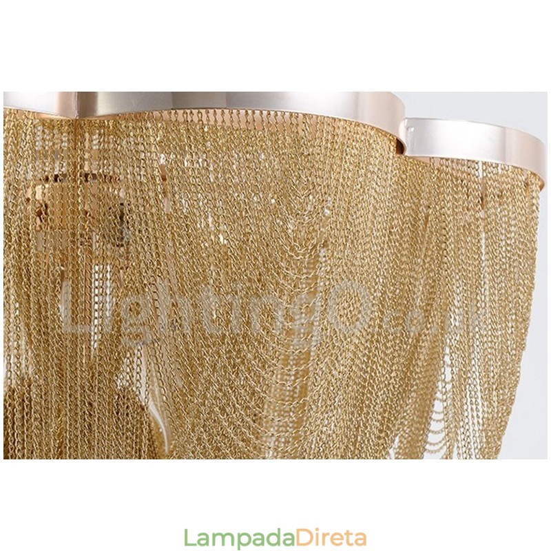 Tassels Chandelier Designer Pendant Light Prata Cor Dourada