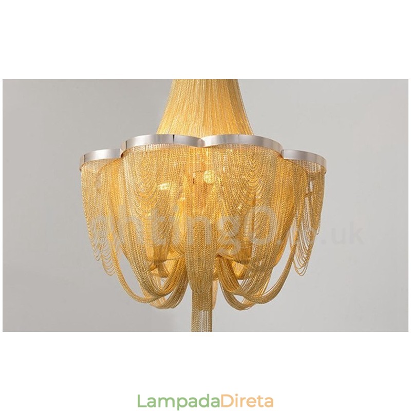 Tassels Chandelier Designer Pendant Light Prata Cor Dourada