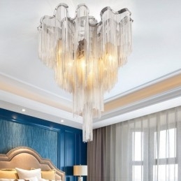 Tassels Chandelier Designer Luz de teto Prata Cor Dourada