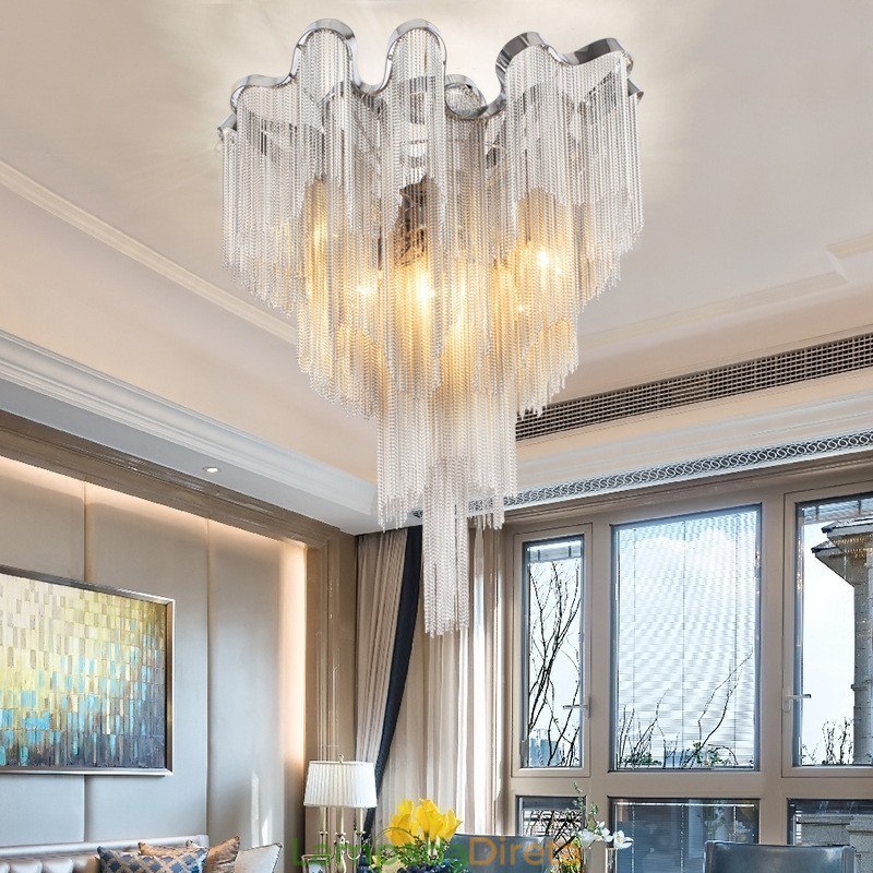 Tassels Chandelier Designer Luz de teto Prata Cor Dourada
