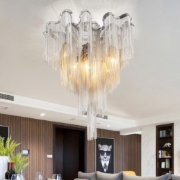 Tassels Chandelier Designer Luz de teto Prata Cor Dourada
