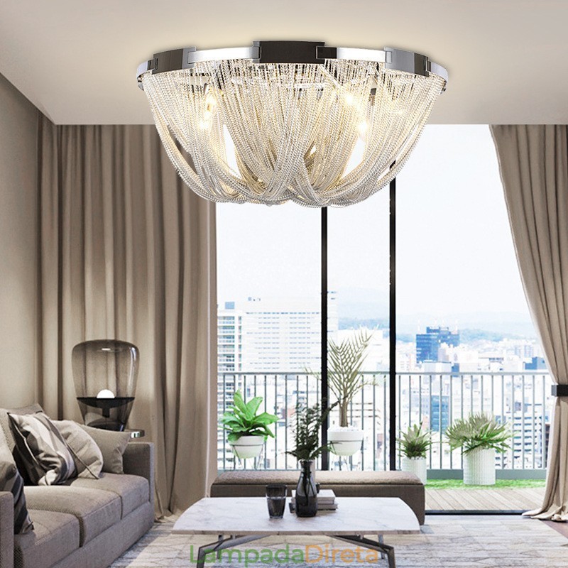 Tassels Chandelier Designer Luz de teto Prata Cor Dourada