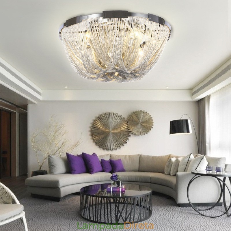 Tassels Chandelier Designer Luz de teto Prata Cor Dourada