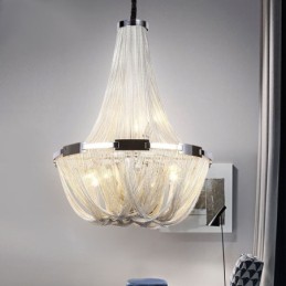 Tassels Chandelier Designer Pendant Light Prata Cor Dourada