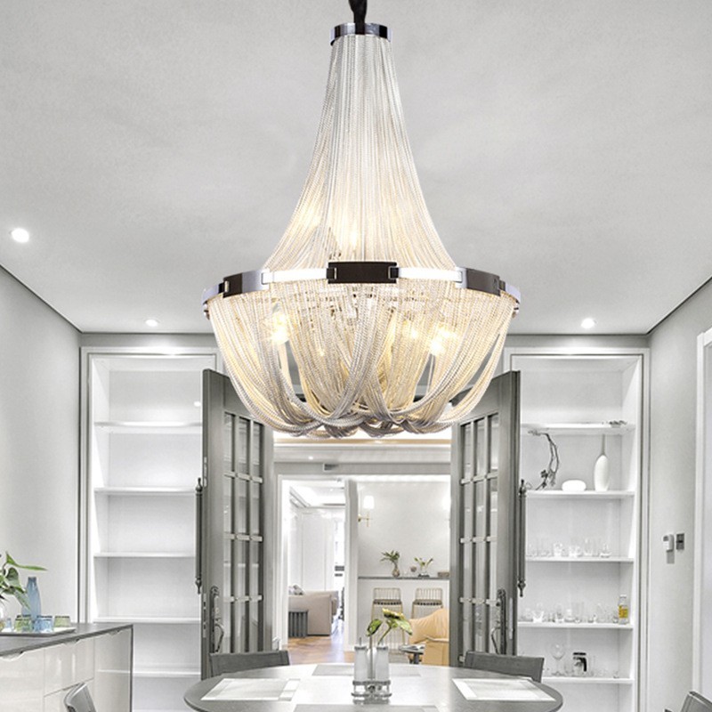 Tassels Chandelier Designer Pendant Light Prata Cor Dourada