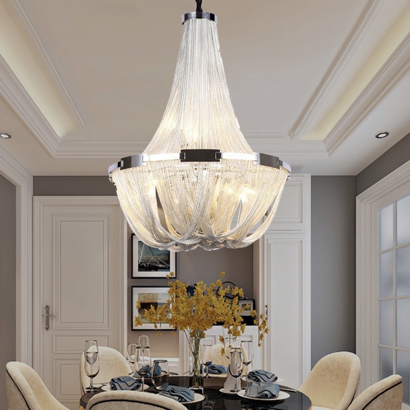 Tassels Chandelier Designer Pendant Light Prata Cor Dourada