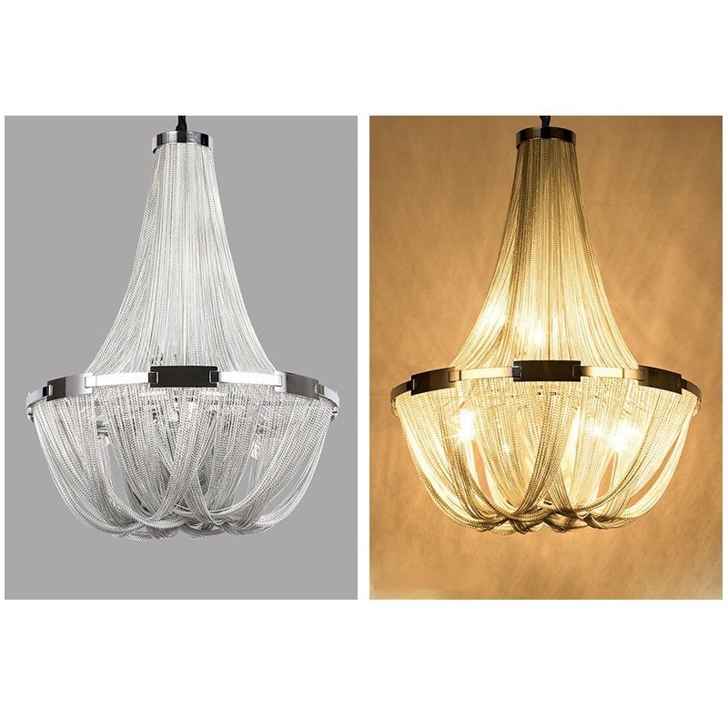 Tassels Chandelier Designer Pendant Light Prata Cor Dourada