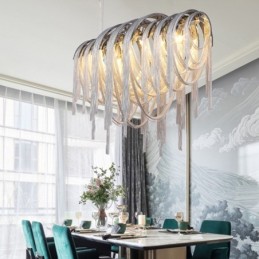 Tassels Chandelier Designer Pendant Light Prata Cor Dourada
