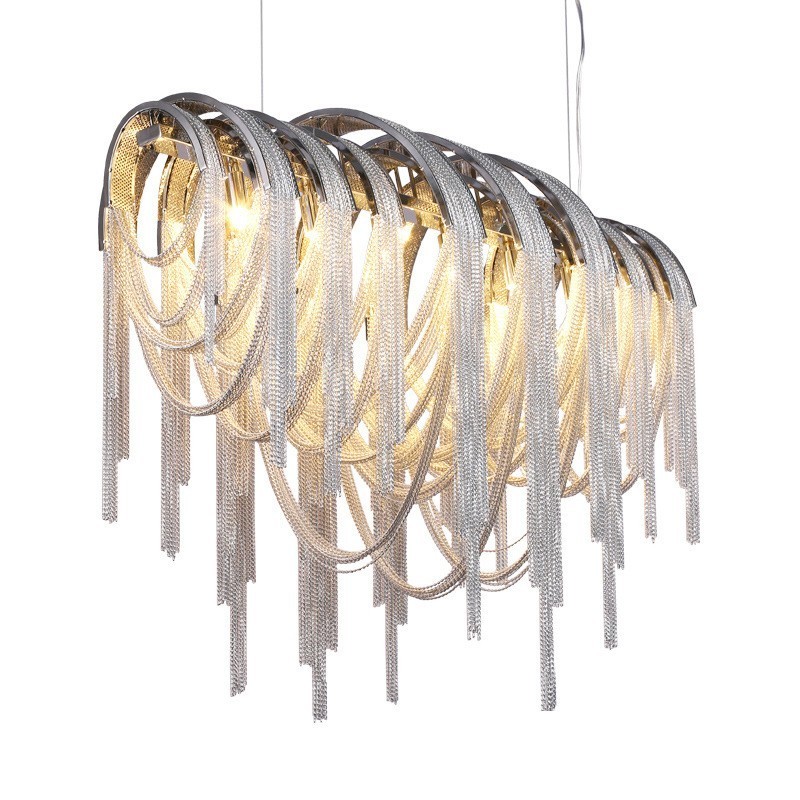 Tassels Chandelier Designer Pendant Light Prata Cor Dourada