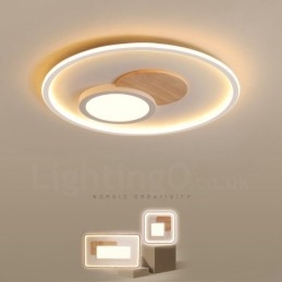 Luminárias de teto redondas embutidas estilo nórdico moderno e contemporâneo com controle remoto e reguláveis em madeira, também podem ser usadas como luminárias de parede
