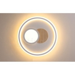 Luminárias de teto redondas embutidas estilo nórdico moderno e contemporâneo com controle remoto e reguláveis em madeira, também podem ser usadas como luminárias de parede