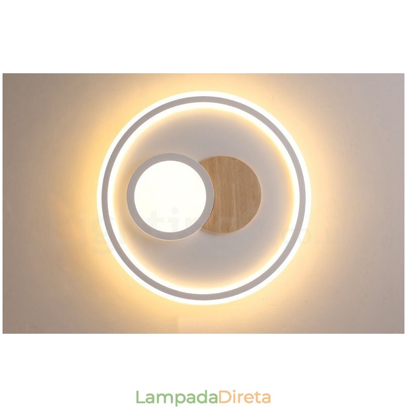 Luminárias de teto redondas embutidas estilo nórdico moderno e contemporâneo com controle remoto e reguláveis em madeira, também podem ser usadas como luminárias de parede