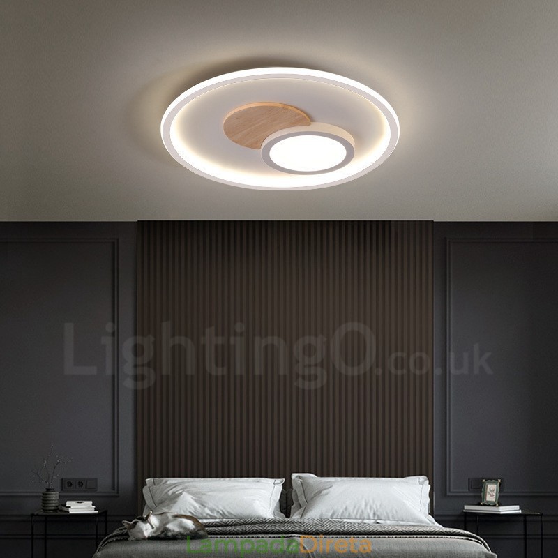 Luminárias de teto redondas embutidas estilo nórdico moderno e contemporâneo com controle remoto e reguláveis em madeira, também podem ser usadas como luminárias de parede