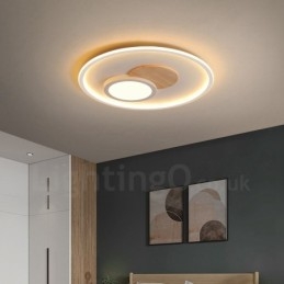 Luminárias de teto redondas embutidas estilo nórdico moderno e contemporâneo com controle remoto e reguláveis em madeira, também podem ser usadas como luminárias de parede