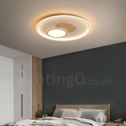 Luminárias de teto redondas embutidas estilo nórdico moderno e contemporâneo com controle remoto e reguláveis em madeira, também podem ser usadas como luminárias de parede