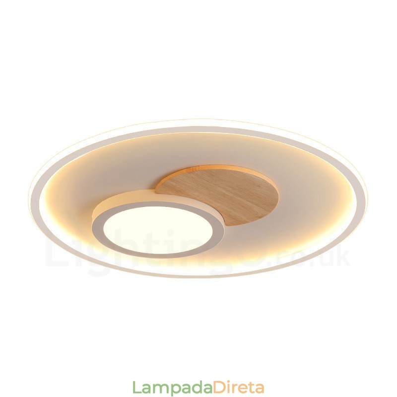 Luminárias de teto redondas embutidas estilo nórdico moderno e contemporâneo com controle remoto e reguláveis em madeira, também podem ser usadas como luminárias de parede