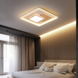 Madeira regulável moderno contemporâneo estilo nórdico quadrado luzes de teto embutidas com controle remoto também pode ser usado como luz de parede