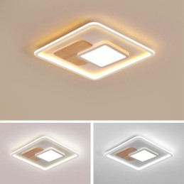 Madeira regulável moderno contemporâneo estilo nórdico quadrado luzes de teto embutidas com controle remoto também pode ser usado como luz de parede